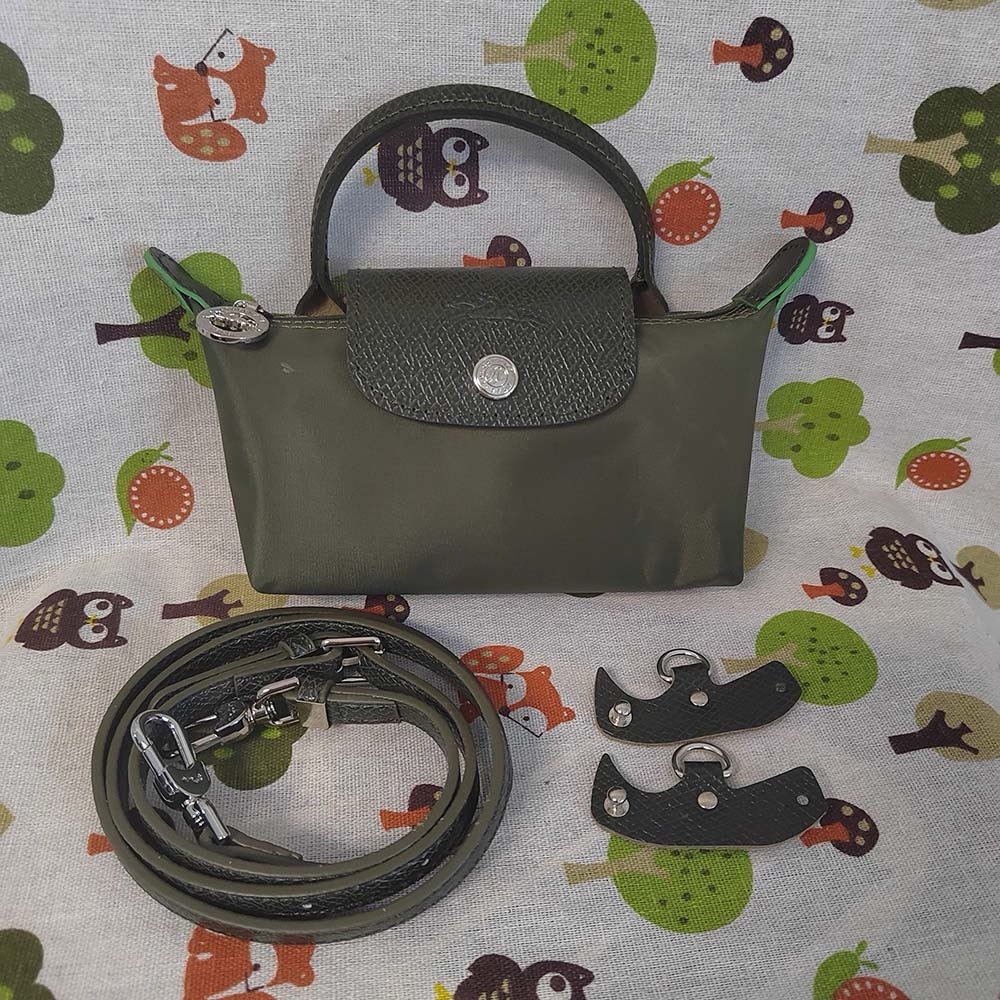 Longchamp Le Pliage Dark Green Canvas Cosmetics Case